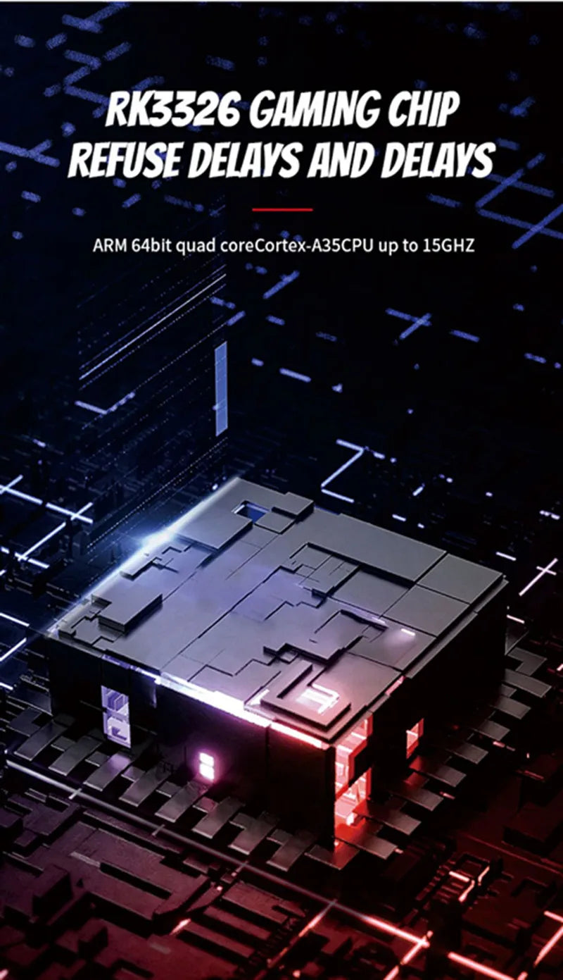 Portable 3.5 inch retro game console with colorful UI